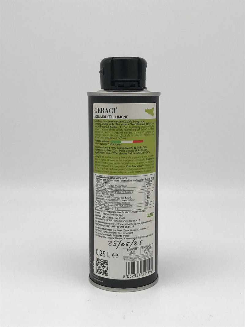 AgrumOlio – Extra Vergine Olivenöl mit natürlichem Limone-Aroma 250 ml - MHD 25.05.2025 Olio Geraci Sizilien