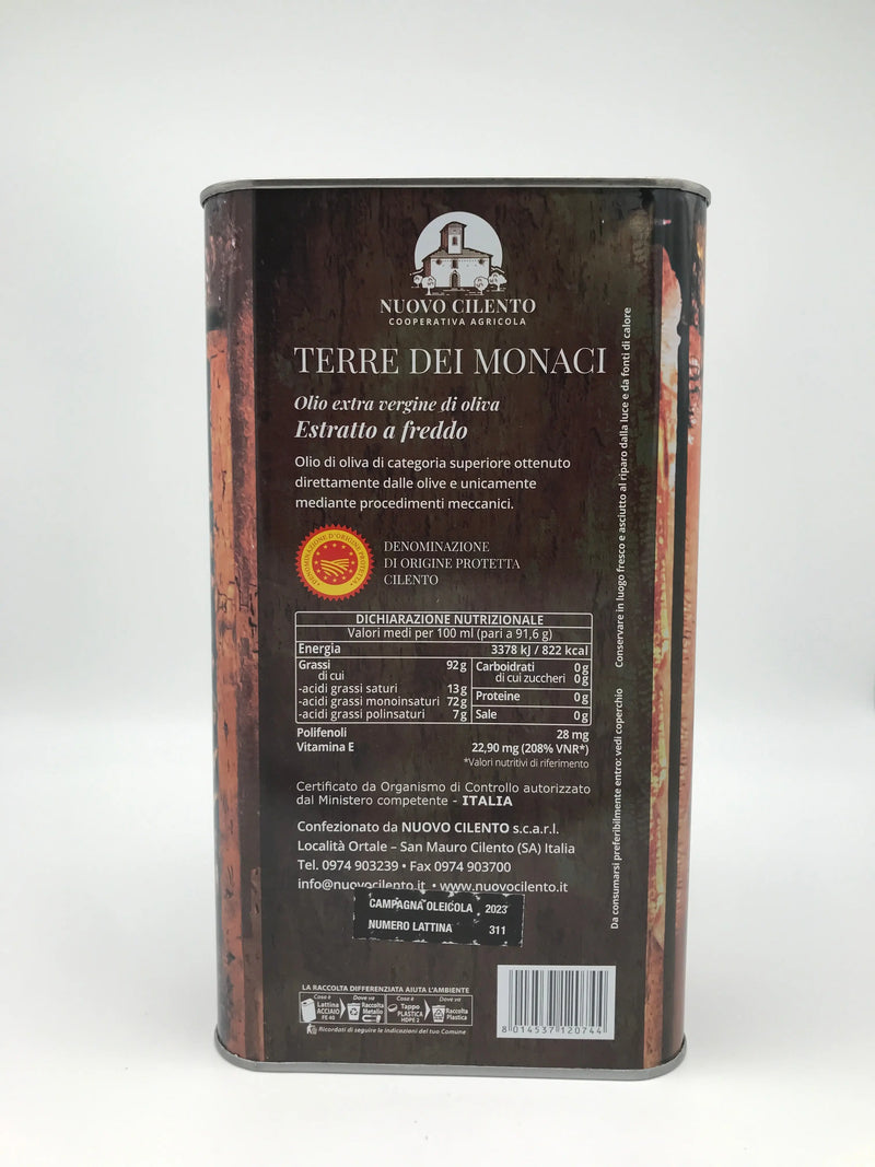 Terre dei Monaci – Natives Olivenöl extra 3 l Kanister (DOP Cilento) Cooperativo Nuovo Cilento
