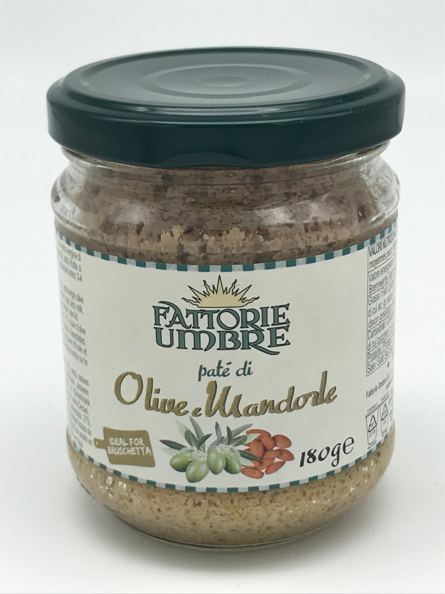 Paté di Olive e Mandorle, 180 g Glas, Fattorie Umbre