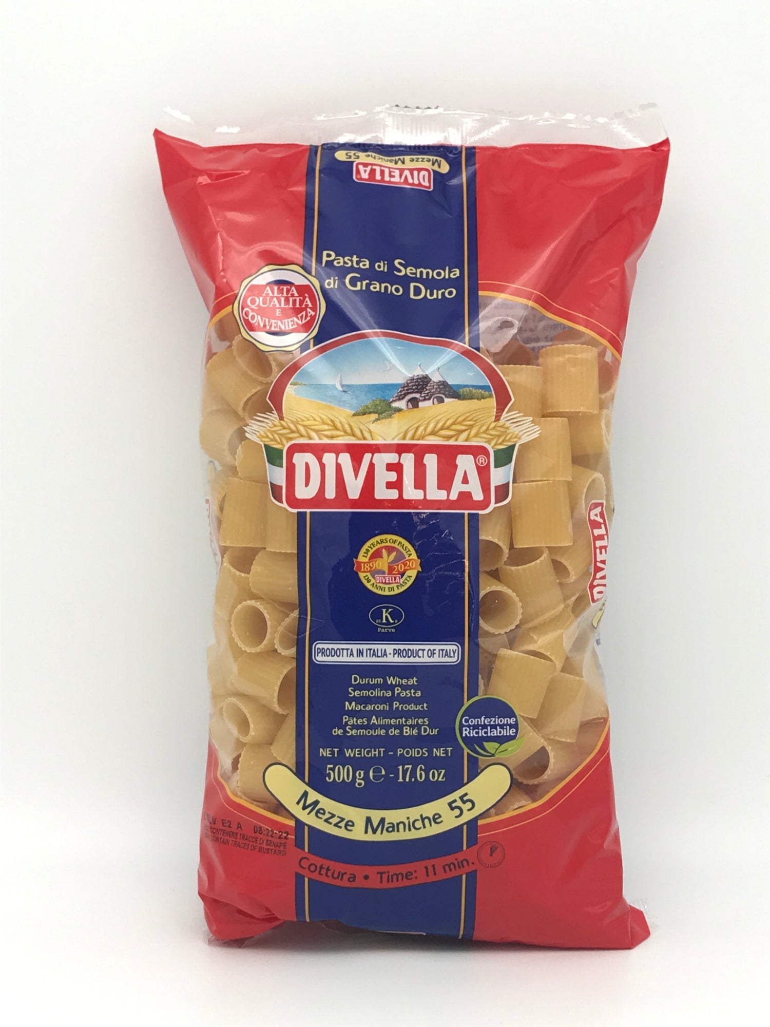 Mezze Maniche 55, Pasta Grana Duro, 500 g