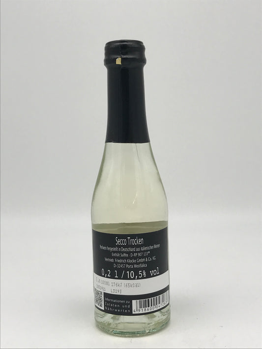 Piccolo, Qualitäts-Perlwein, trocken, Etikett "Dankeschön" 0,2 l Fl.