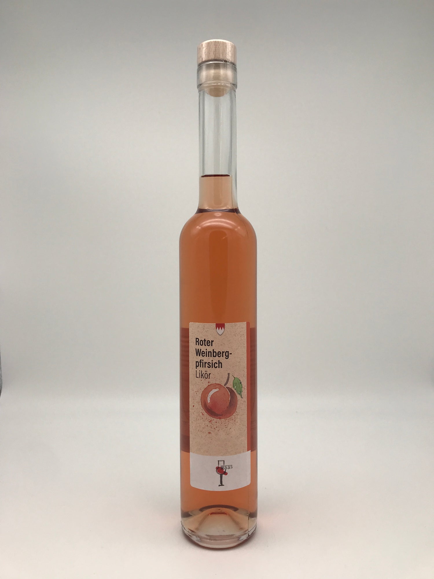Roter Weinbergpfirsichlikör, 18% Vol., 0,5 l Fl.