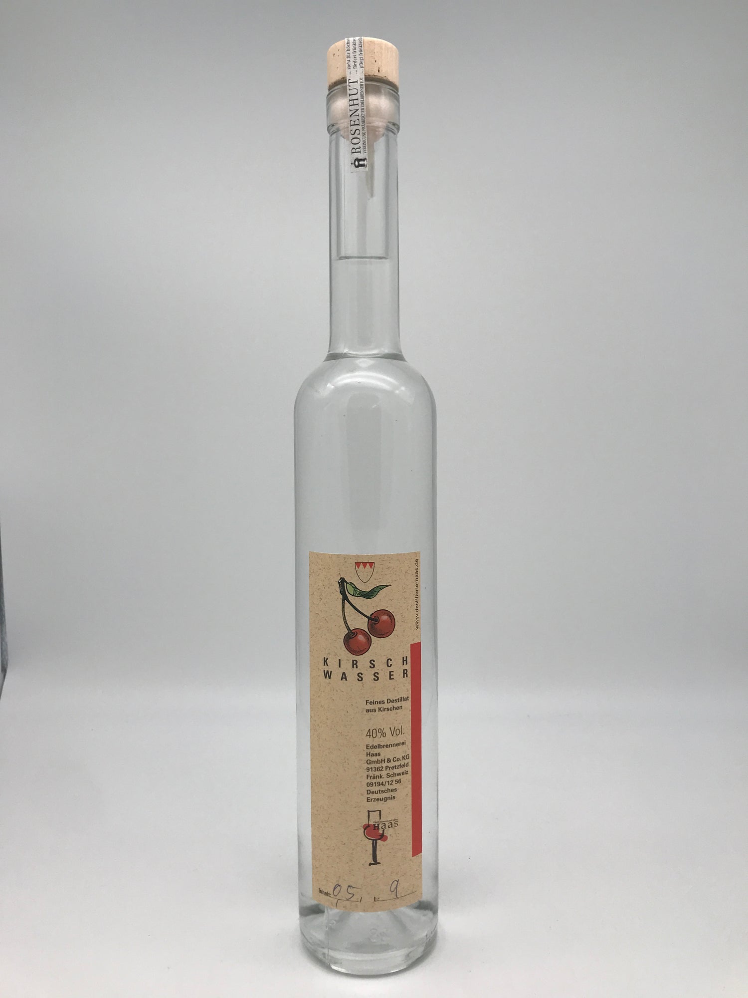 Kirschwasser 40% Vol., 0,5 l Flasche