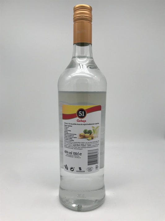 Cachaça 51, Zuckerrohrspirituose, 40% Vol., 1,0 l Fl.