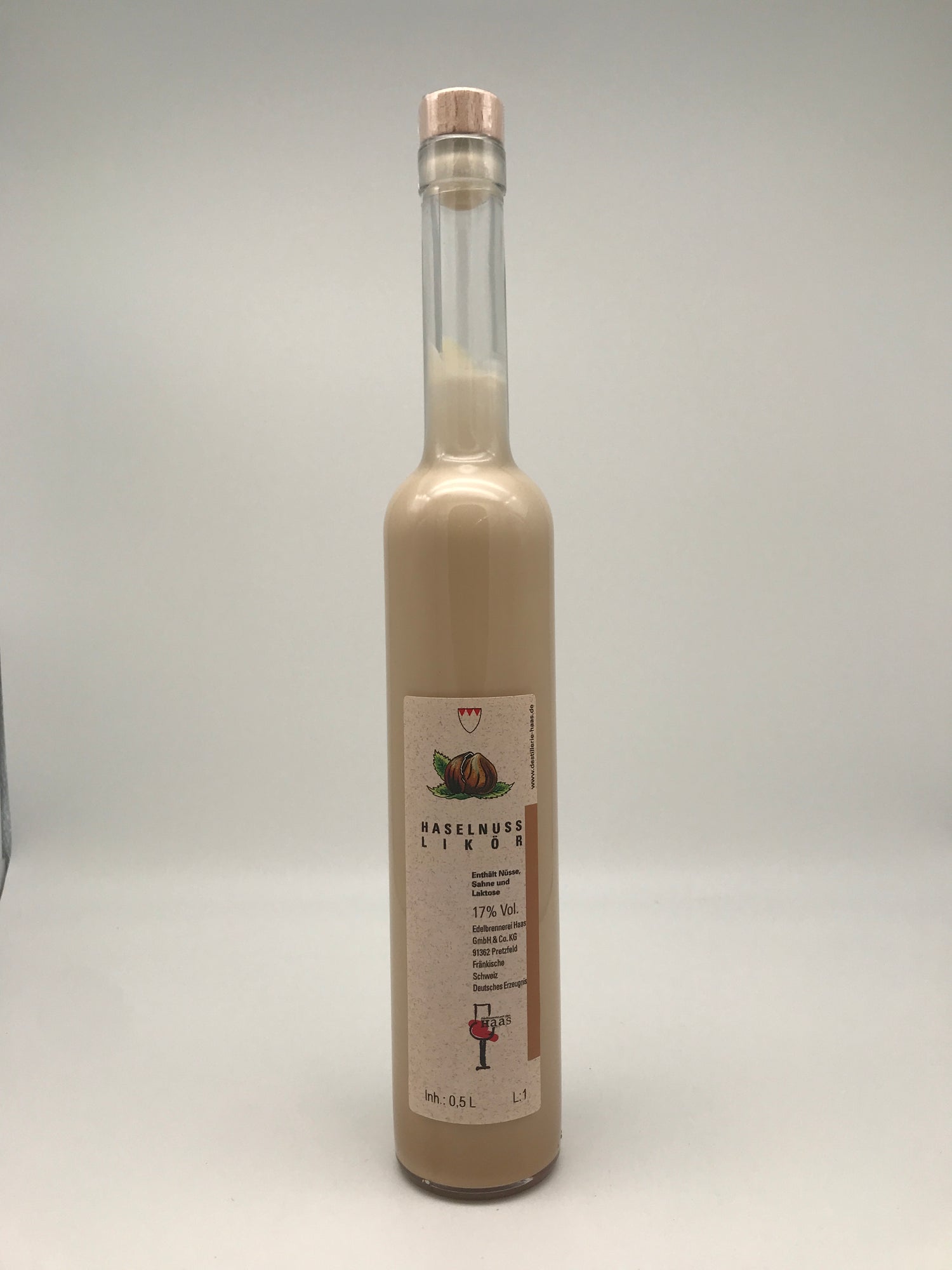 Haselnuss Likör, 17% Vol., 0,5 l Flasche