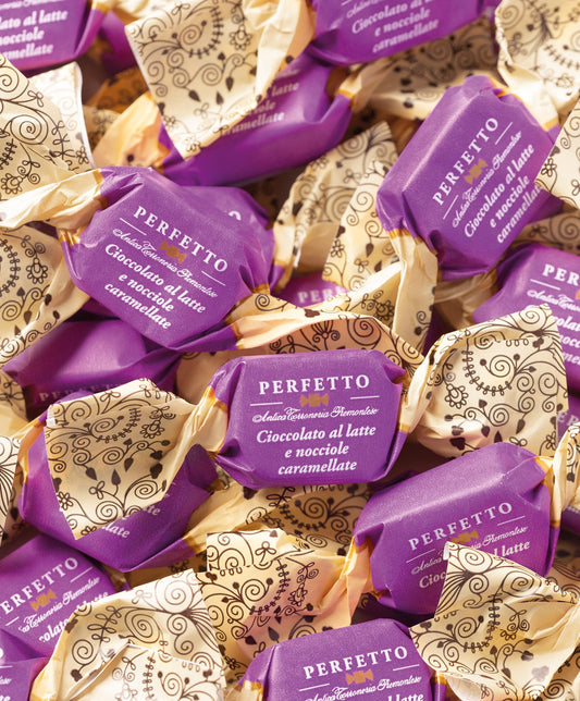 Tartufo Cioccolato al latte e nocciole caramellate, Milchschokolade mit karamelisierten Haselnüssen, 14 g einzeln verpackt